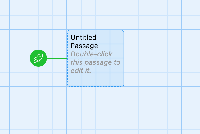 A screenshot showing an untitled passage automatically created in Twine as you create a new story
